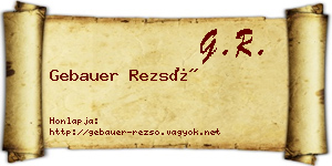 Gebauer Rezső névjegykártya